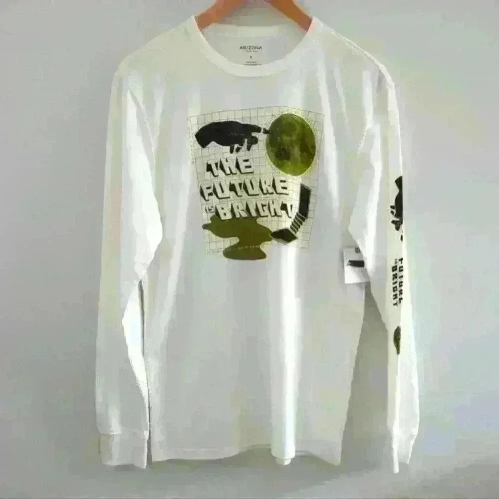 ARIZONA JEAN CO. | Men's  White/Yellow The Future Is Bright Long Sleeved…